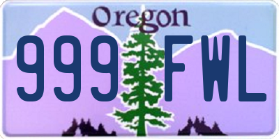 OR license plate 999FWL