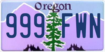 OR license plate 999FWN