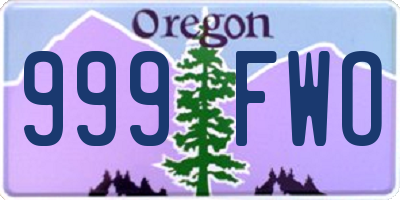 OR license plate 999FWO