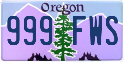 OR license plate 999FWS