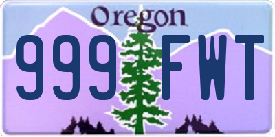 OR license plate 999FWT