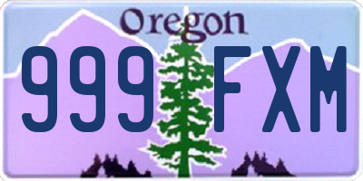 OR license plate 999FXM