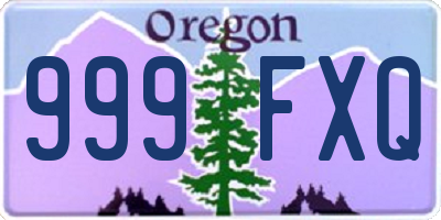 OR license plate 999FXQ