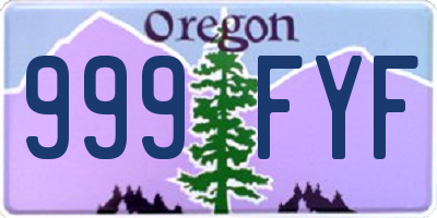OR license plate 999FYF