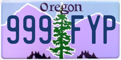 OR license plate 999FYP