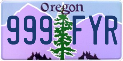 OR license plate 999FYR