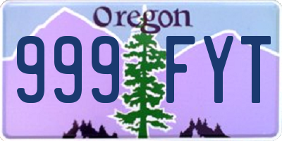 OR license plate 999FYT