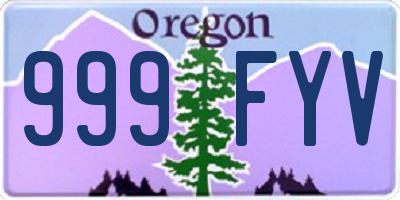 OR license plate 999FYV