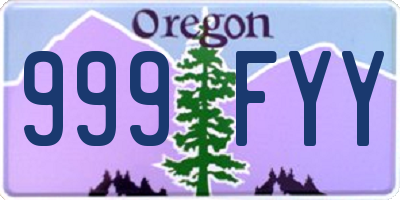 OR license plate 999FYY