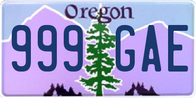 OR license plate 999GAE