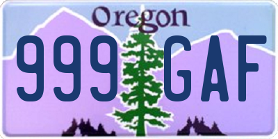 OR license plate 999GAF