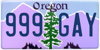 OR license plate 999GAY
