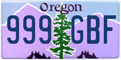 OR license plate 999GBF