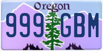 OR license plate 999GBM