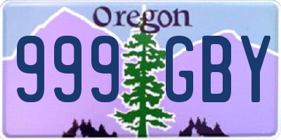 OR license plate 999GBY