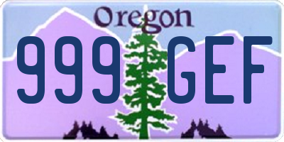 OR license plate 999GEF
