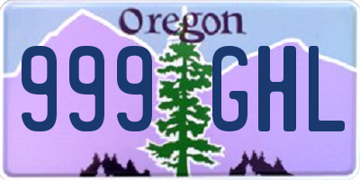 OR license plate 999GHL