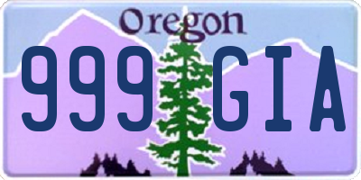 OR license plate 999GIA