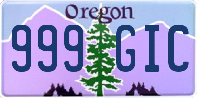 OR license plate 999GIC