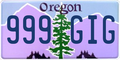 OR license plate 999GIG