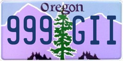 OR license plate 999GII