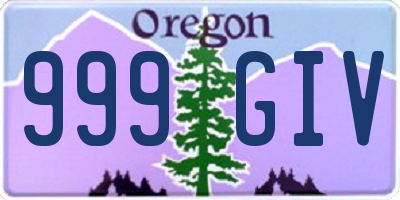 OR license plate 999GIV