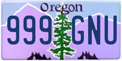 OR license plate 999GNU