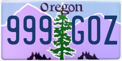 OR license plate 999GOZ