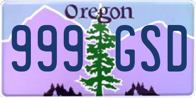 OR license plate 999GSD