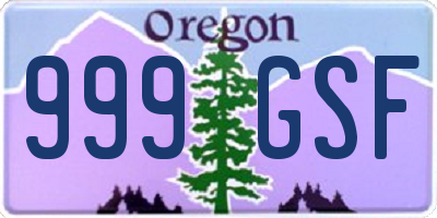 OR license plate 999GSF