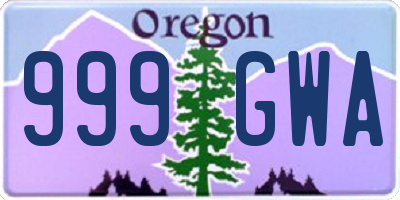 OR license plate 999GWA