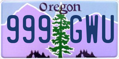 OR license plate 999GWU