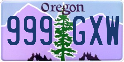 OR license plate 999GXW