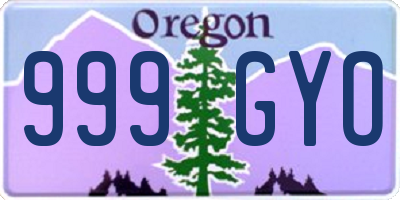 OR license plate 999GYO