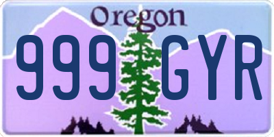 OR license plate 999GYR