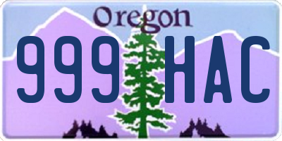 OR license plate 999HAC
