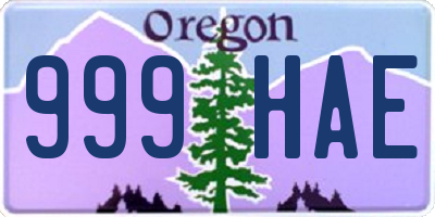 OR license plate 999HAE
