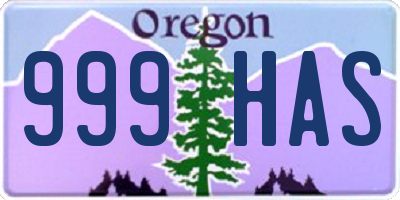 OR license plate 999HAS