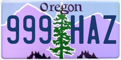 OR license plate 999HAZ