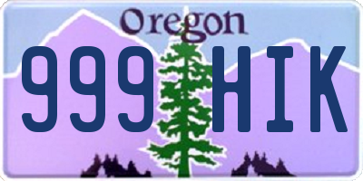 OR license plate 999HIK