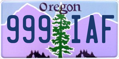OR license plate 999IAF