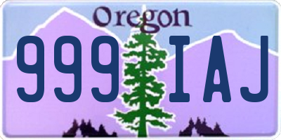 OR license plate 999IAJ
