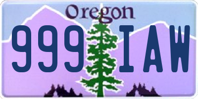 OR license plate 999IAW