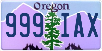 OR license plate 999IAX