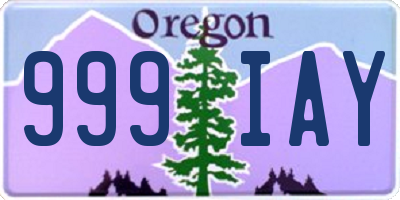 OR license plate 999IAY