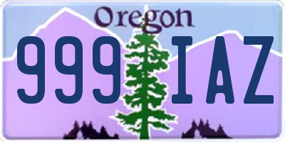 OR license plate 999IAZ
