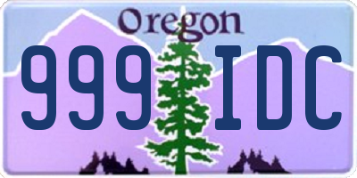 OR license plate 999IDC