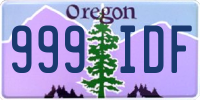 OR license plate 999IDF