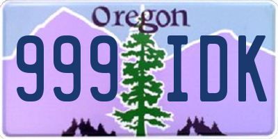 OR license plate 999IDK