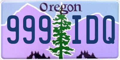 OR license plate 999IDQ
